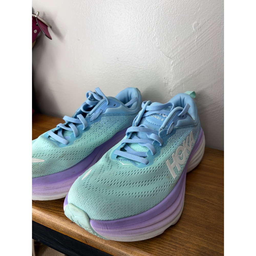 Hoka Bondi 8 Womens Running Shoes Airy Blue Sunlit Ocean Sneakers